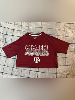 Texas A&M Aggie Majestic Maroon Tee with White Neck Trim